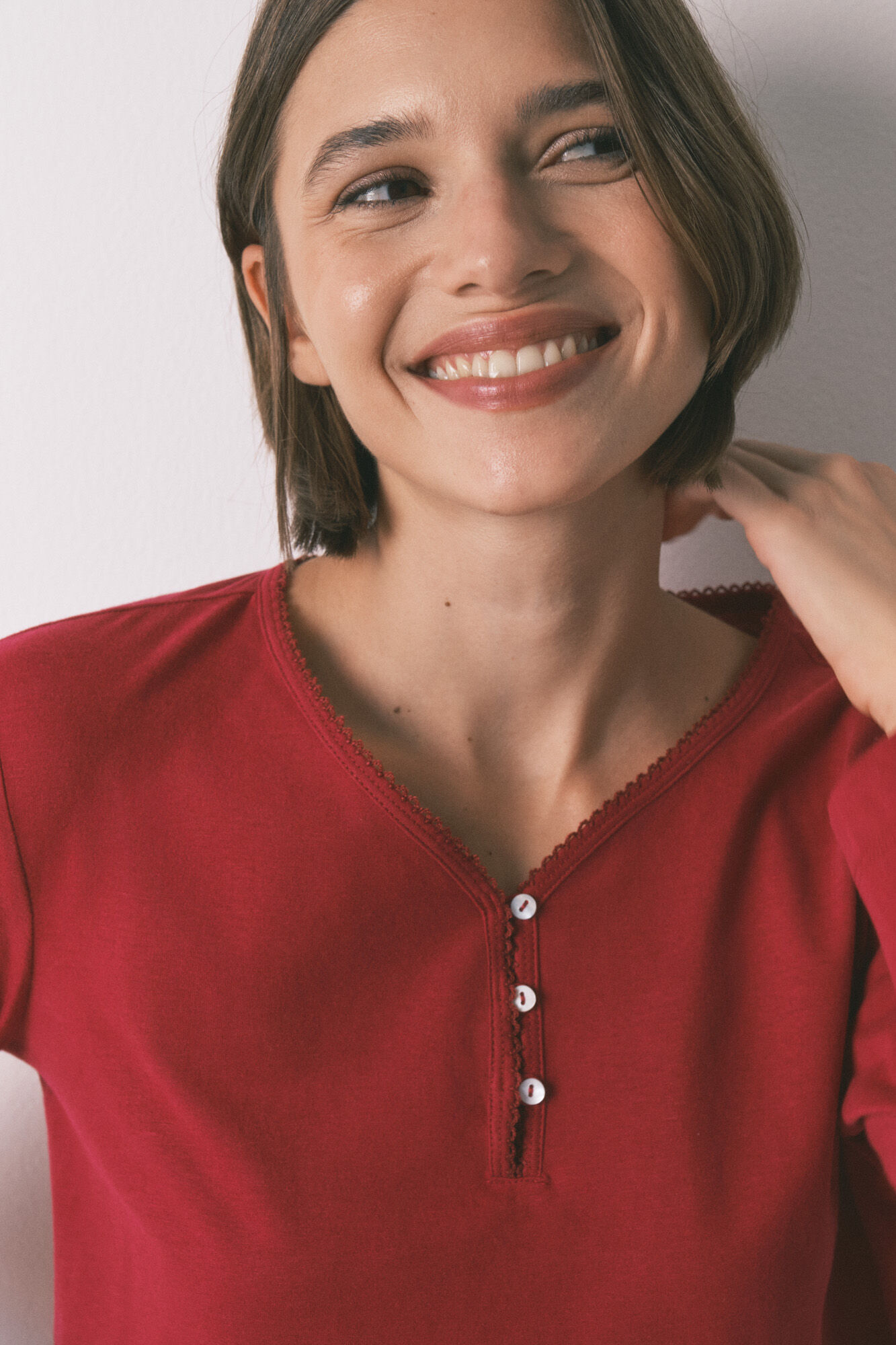 Women'secret 100% cotton red long sleeve T-shirt