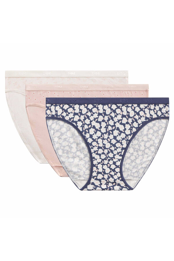 Womensecret Pack of 3 floral print stretch cotton panties Ružičasta