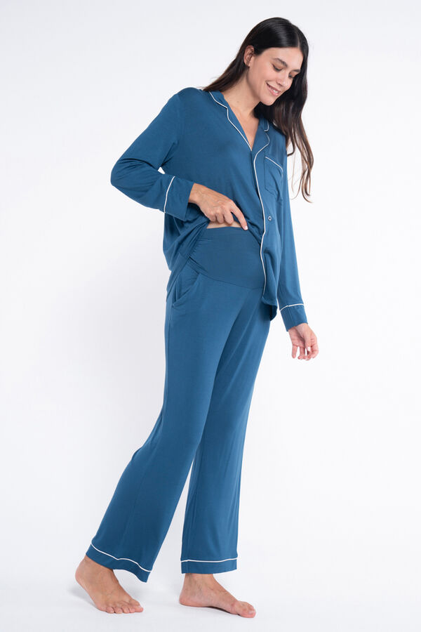 Ohma! Pijama Camisero Manga Larga azul