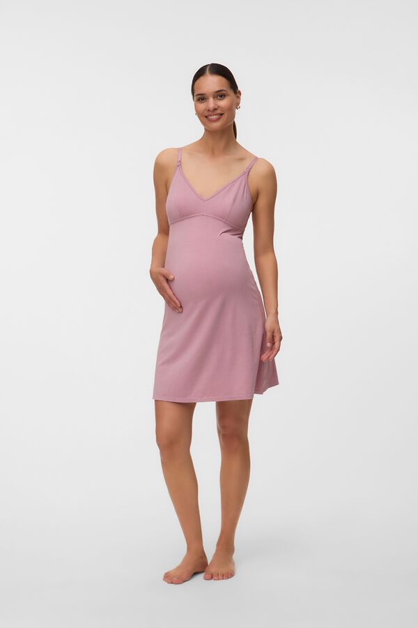 Mamalicious Maternity and breastfeeding nightgown with adjustable straps pink
