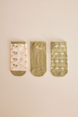 Womensecret 3er-Pack kurze Socken Palmen mit Print