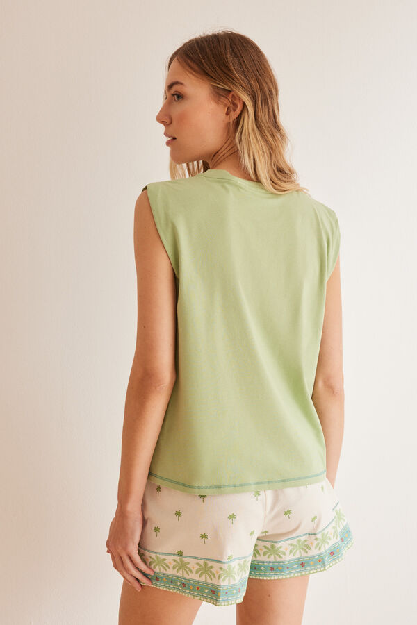 Womensecret Nähen Sie kurze Pyjamas aus 100 % Baumwolle  Grün
