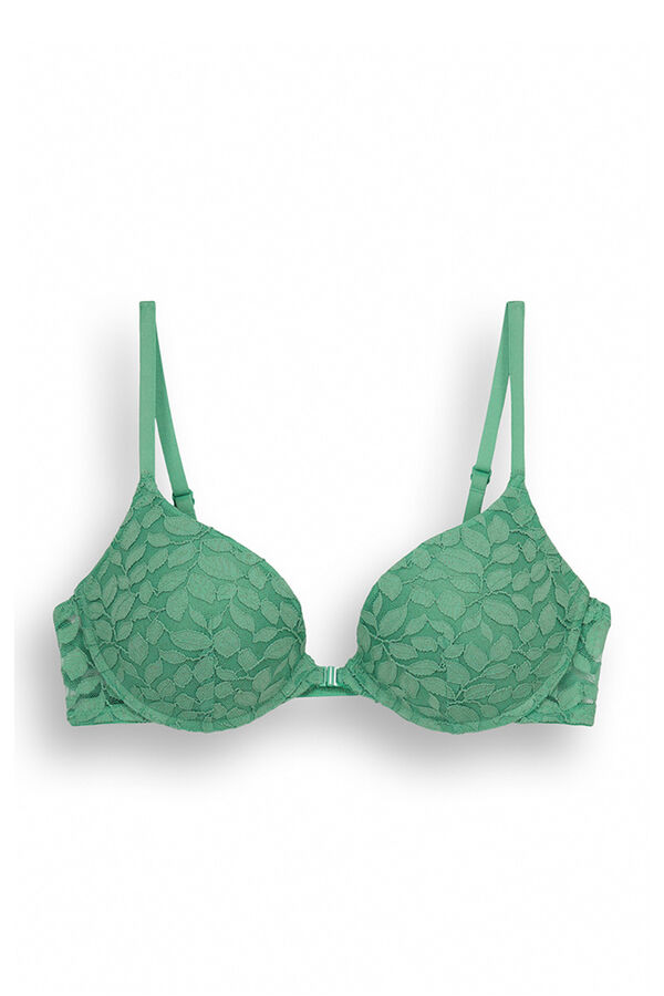 Green water light Plain moulded push-up bra - Buy Online