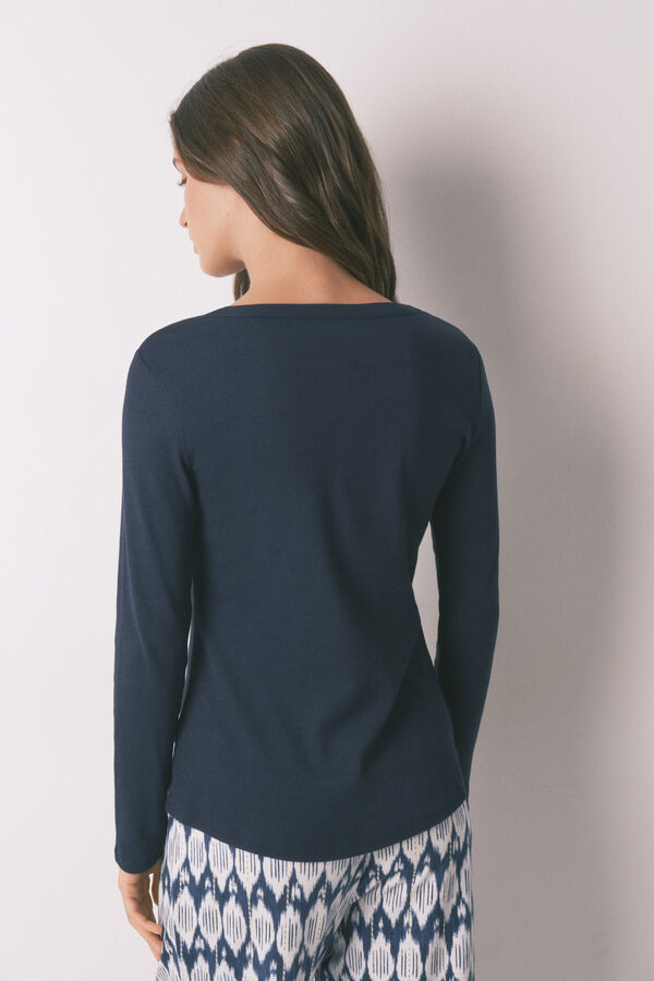Women'secret Blue cotton long sleeve T-shirt blue