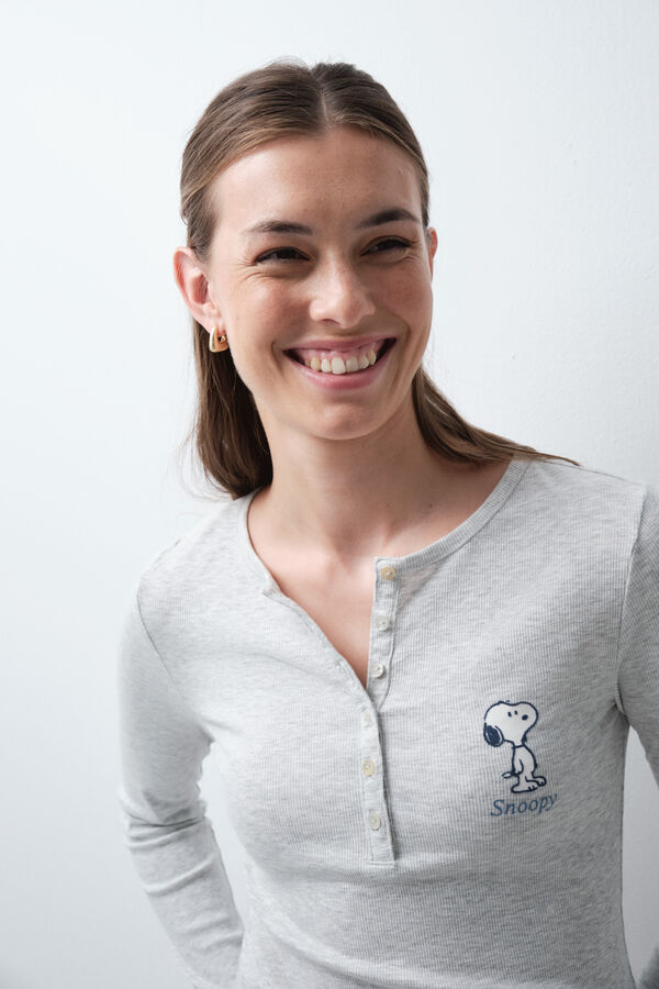 Women'secret Snoopy flannel cotton long pyjamas grey