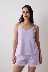 Penti Conjunto de pijama corto lila detalle encaje morado/lila