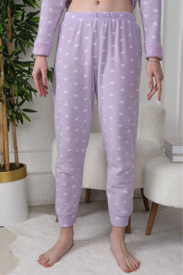 Trendyol Conjunto pijama polar conejo y corazones lila&nbsp;&nbsp; morado/lila