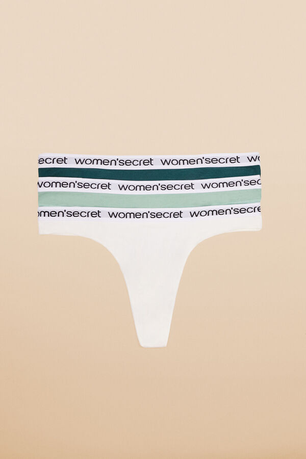Womensecret 3-pack cotton logo tangas green