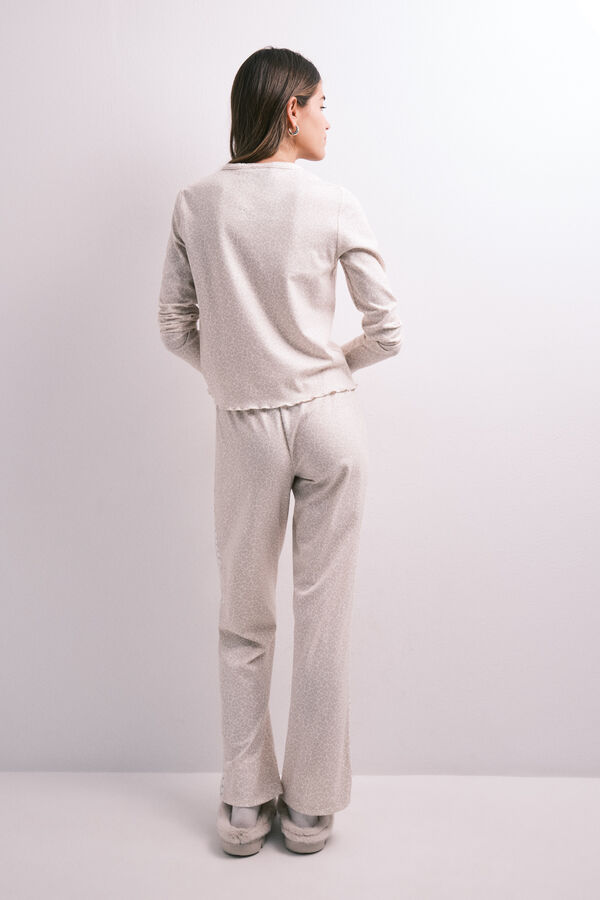 HI&BYE Animal print long pyjamas with buttons white
