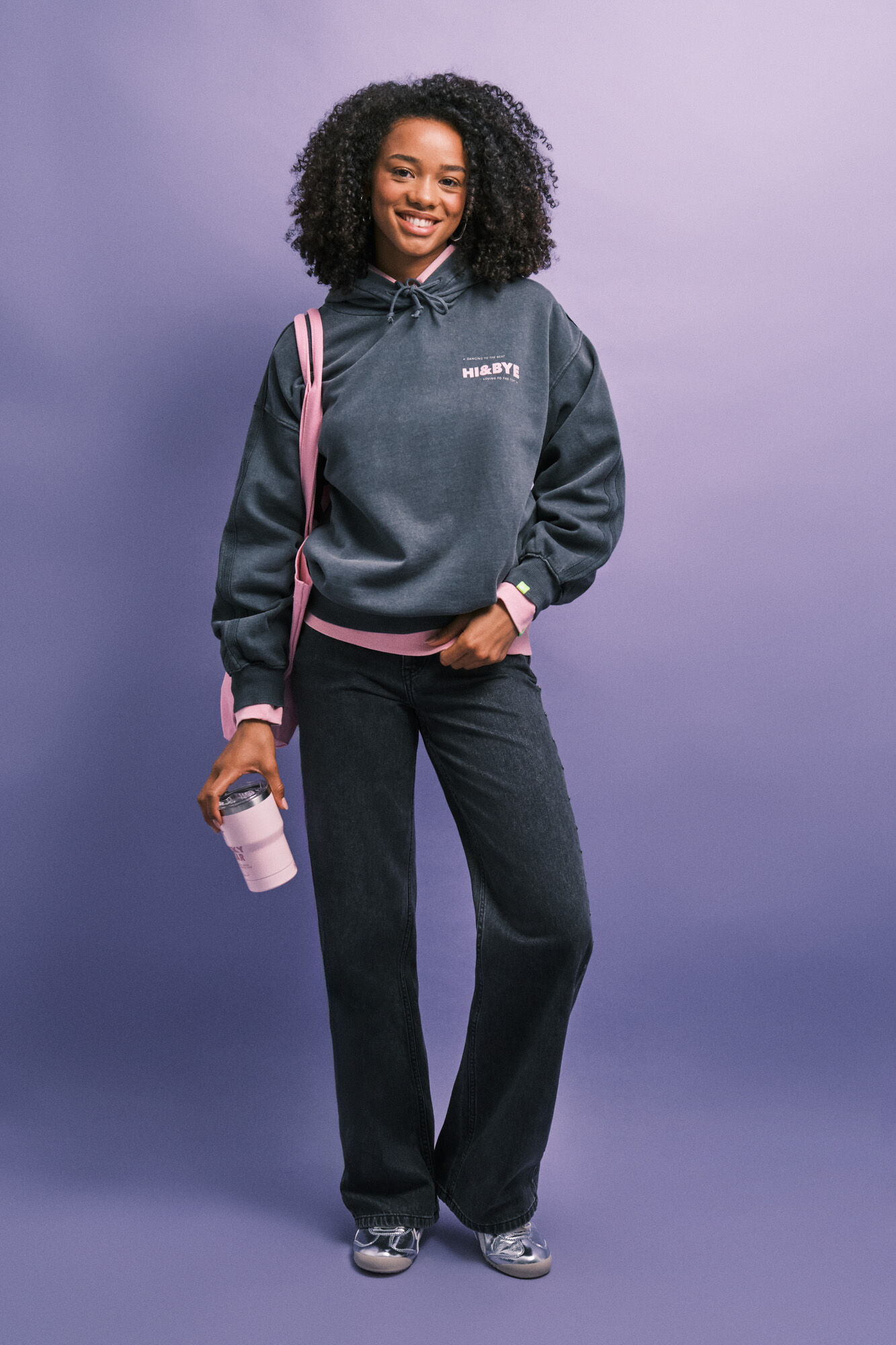 HI&BYE Grey fleece hooded sweatshirt