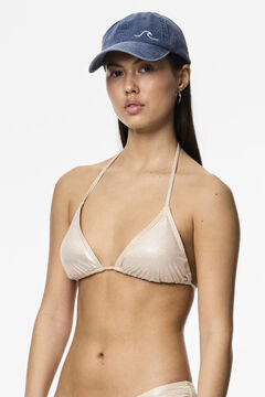 Womensecret Metallic triangle bikini top. blanc