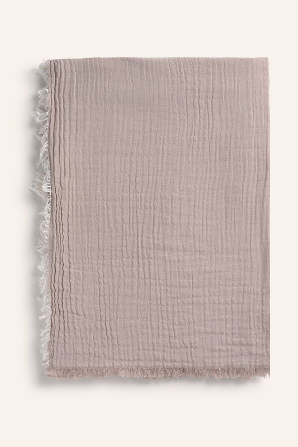Calma House Plaid muslin fringed 120x180 grey