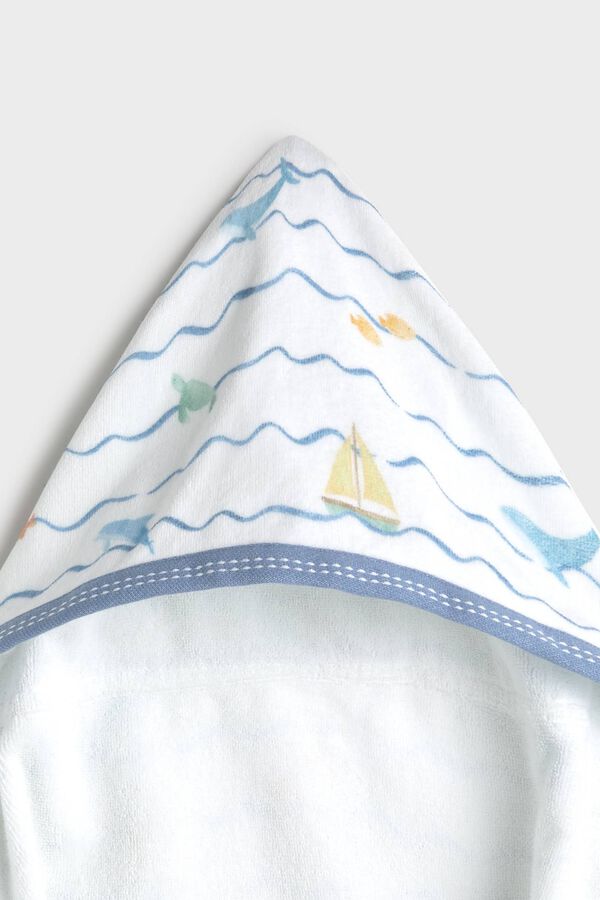 Textura Waves hooded towel blue