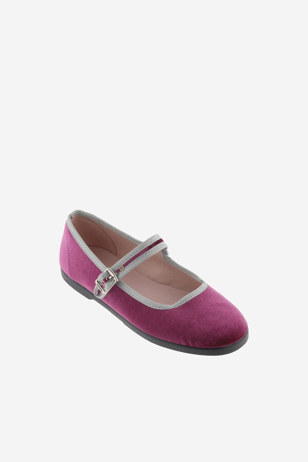 Victoria Bailarinas de veludo com acabamento rosa