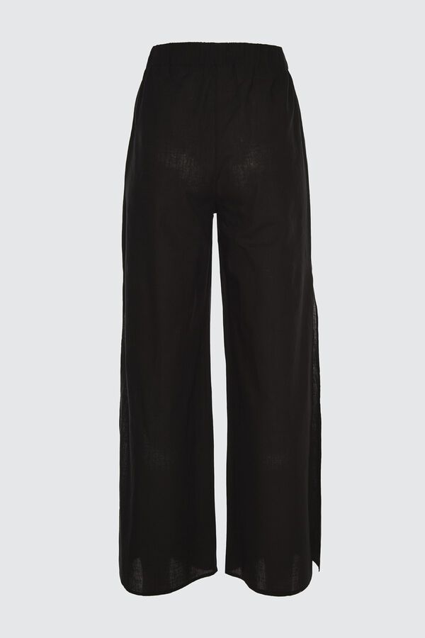 Trendyol Pantalones cintura alta aberturas negro