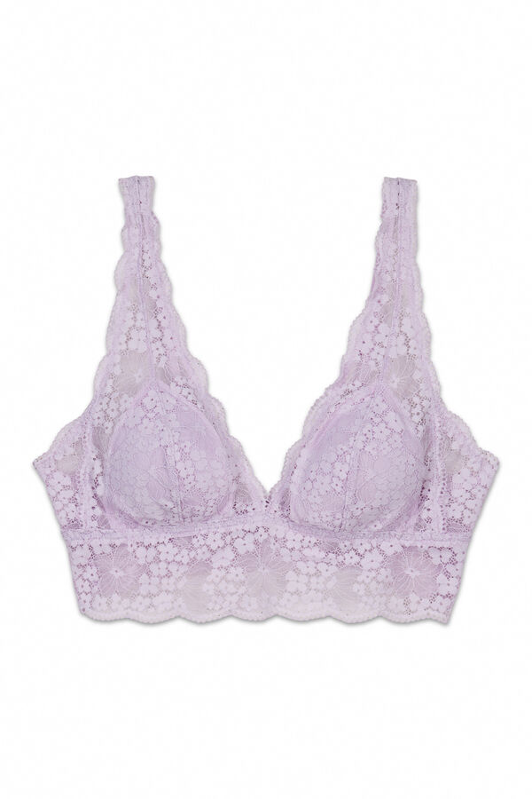 Women'secret Soutien bralette halter em renda lil&aacute;s rosa