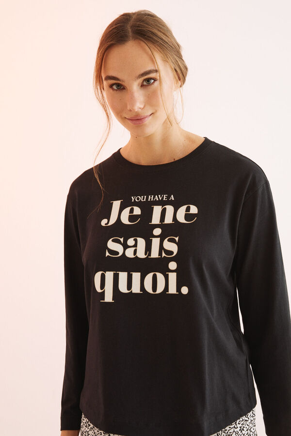 Womensecret T-Shirt 100 % Baumwolle Schwarz Satz. Schwarz