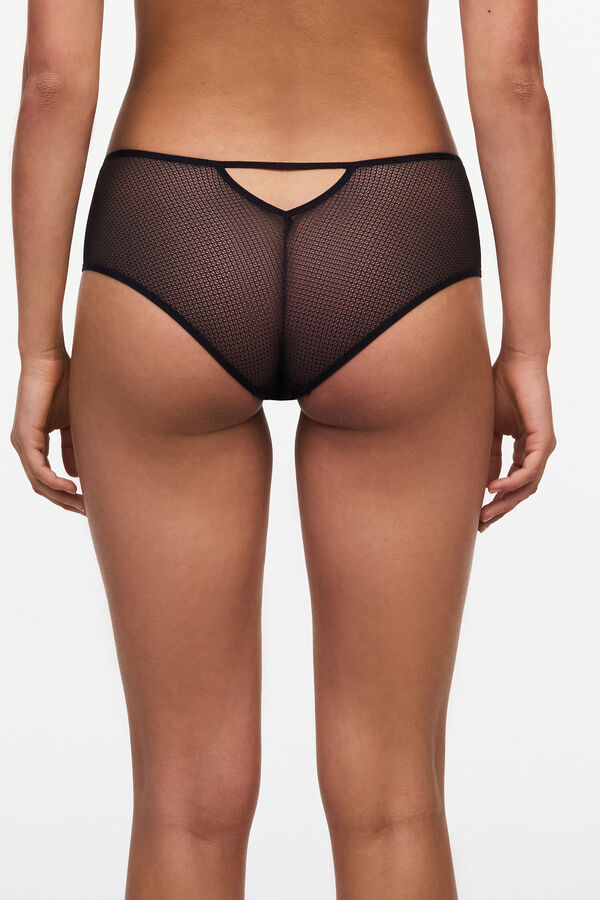 Womensecret Olivia boyshort panty in embroidered tulle and lace fekete