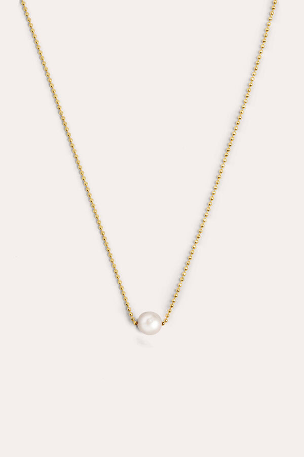 Womensecret Single Pearl Necklace in Gold-Plated Silver Žuta