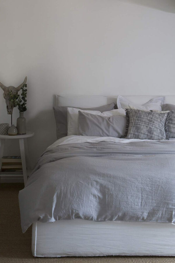 Textura Bettbezug Baumwollleine wendbar. Bett 80-90 cm. Weiß