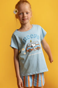 Admas Pijama corto Snoopy flores y rayas