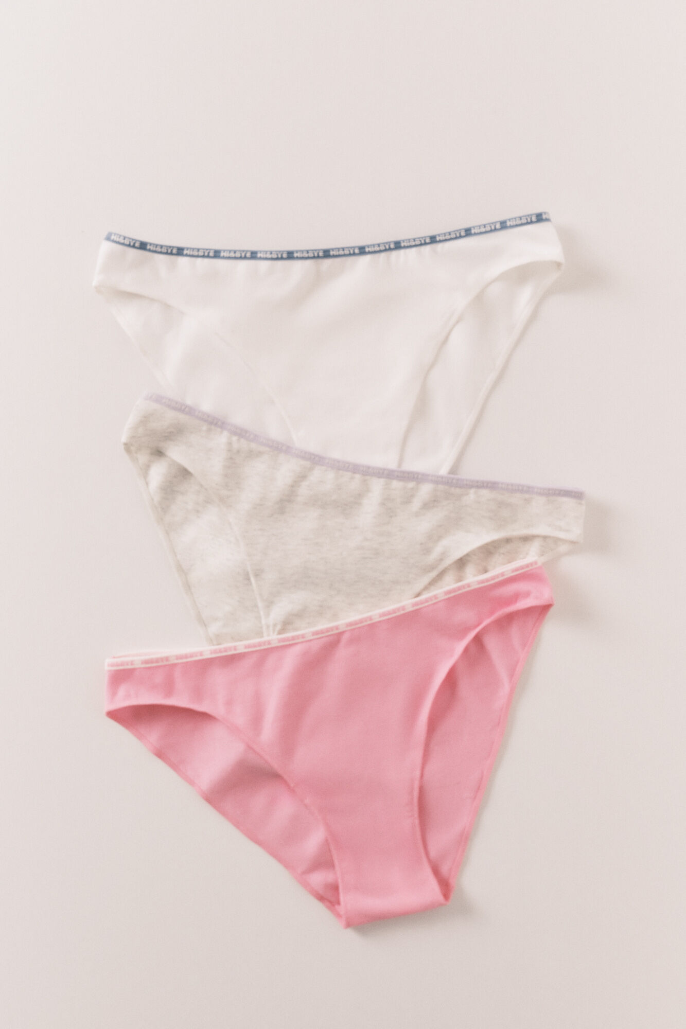 HI&BYE Grey, pink, white cotton classic pack of 3 panties