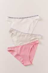 HI&BYE Grey, pink, white cotton classic pack of 3 panties white