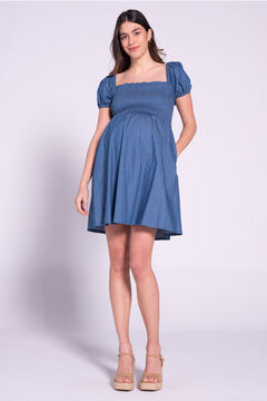 Womensecret Denim dress with ruching blue