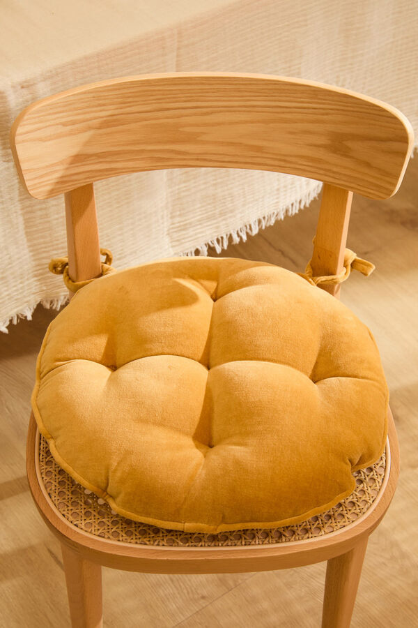 Calma House Almofada redonda para cadeira em velour estampado