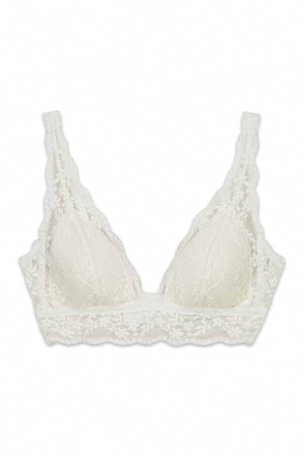 Women'secret Sujetador triangular relleno encaje blanco FANTASTIC nude