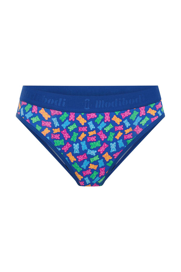 Modibodi Teen Candy Bear Blue organic cotton hipster period panty - maxi absorbency blue