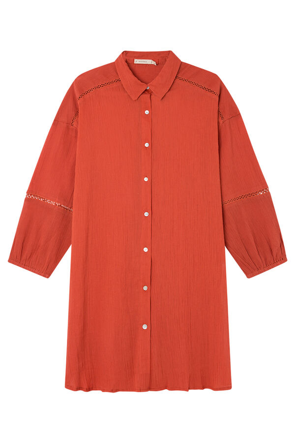 Womensecret Kurzes Hemd 100 % Baumwolle Rot Rot
