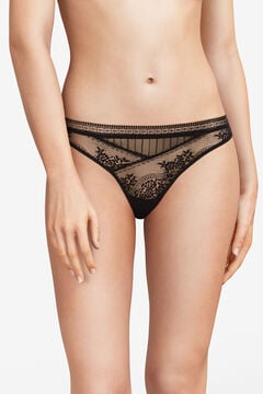 Womensecret Maddie tanga in lace and tulle black