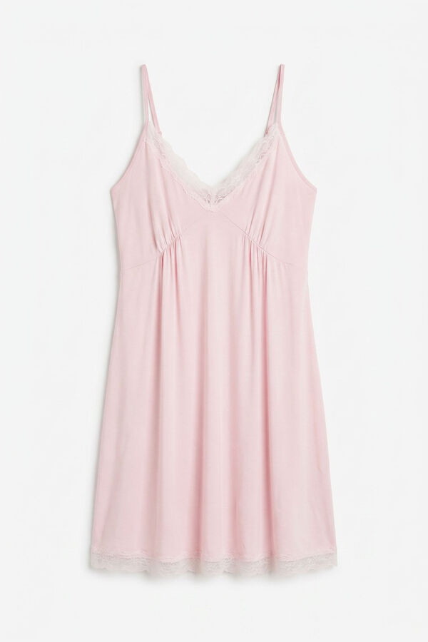 Women'secret Pink viscose and lace short nightgown pink