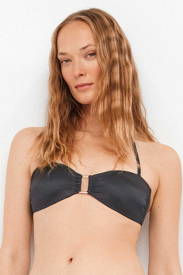 Gisela Bandeau bikini with ring detail black