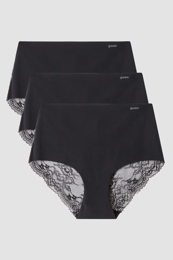 Gisela Laser cut high-rise panties black