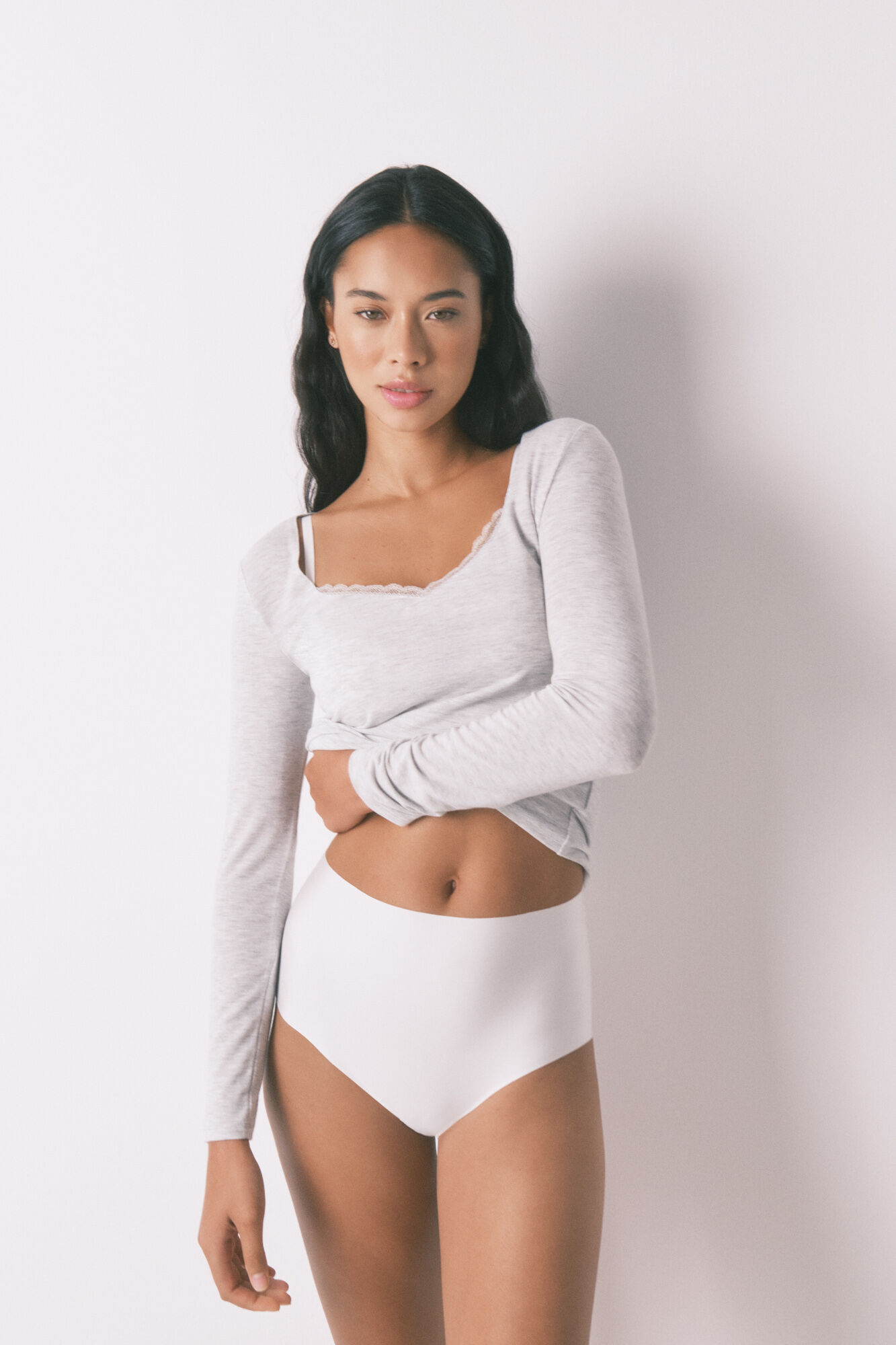 Women'secret Culotte blanche taille haute &agrave; coupe &eacute;pur&eacute;e