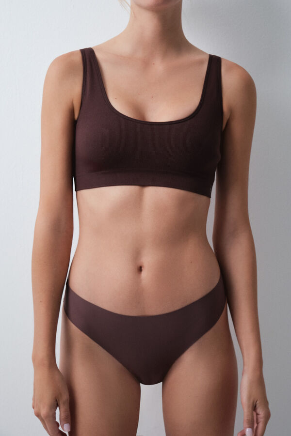 Women'secret Braga brasile&ntilde;a microfibra marr&oacute;n nude