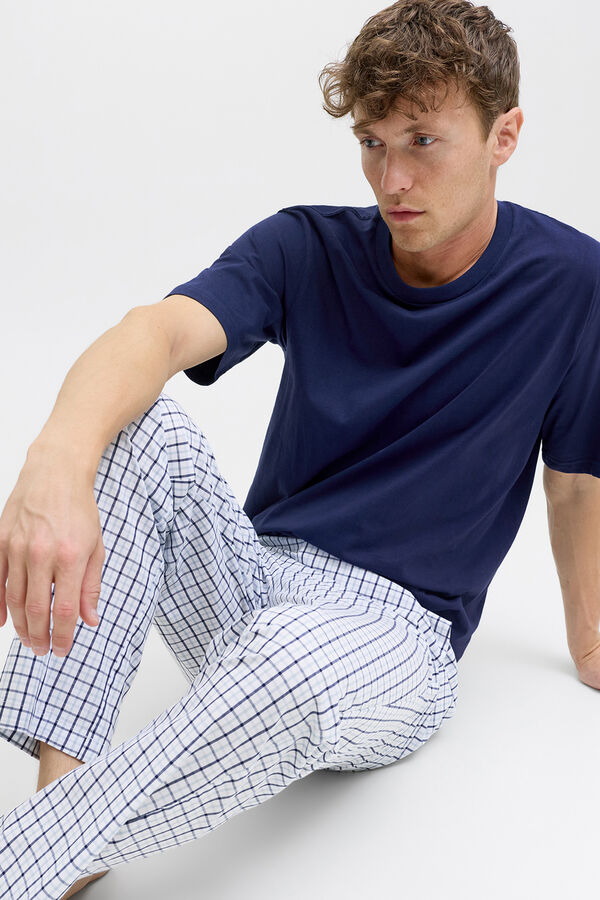 Jack & Jones Plaid long pyjamas set blue