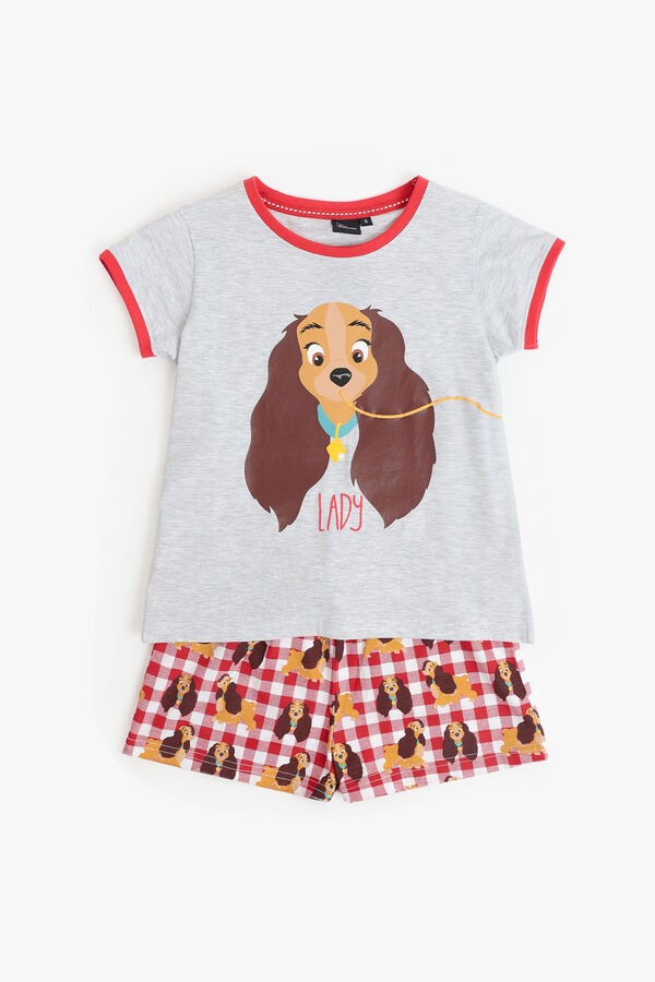 Admas Ladynd the tramp Disney short pajamas red