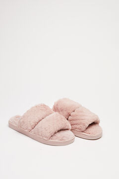 Womensecret La Vecina Rubia pink faux fur slippers pink