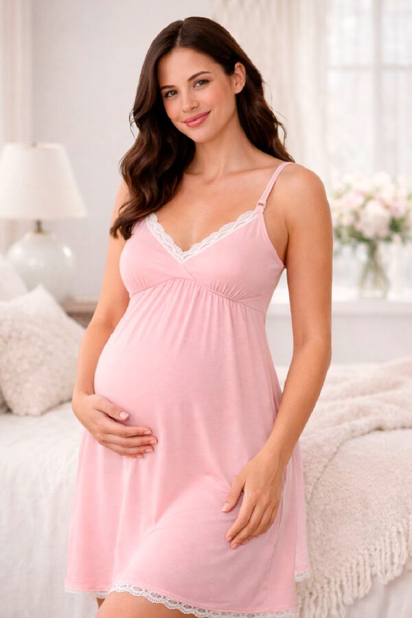 Ohma! Nursing nightdress with lace pink