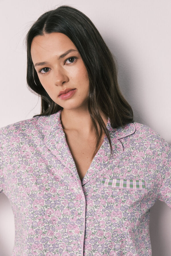 Women'secret Pyjama court chemise en coton &agrave; petites fleurs imprim&eacute;