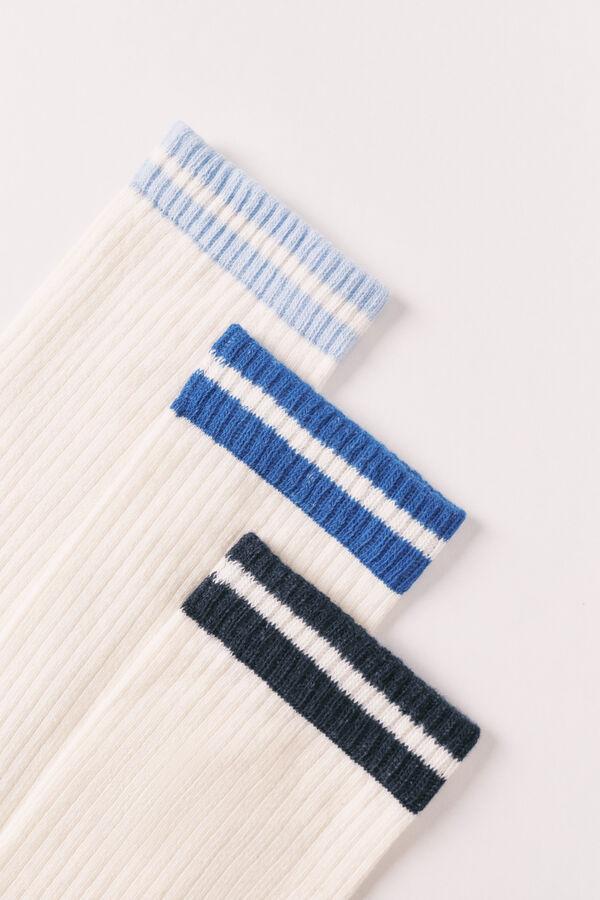 Women'secret White 3-pack long ribbed socks white