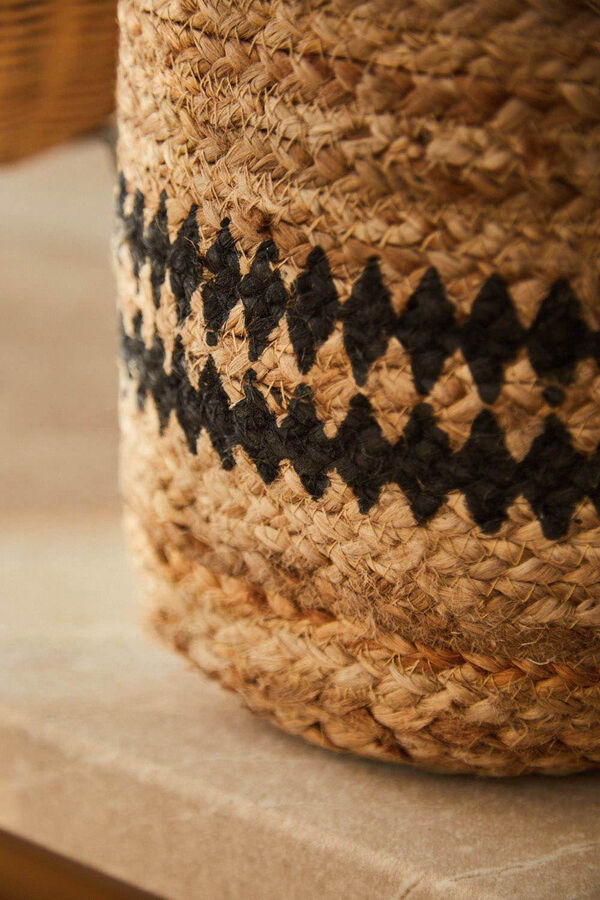 Calma House Cesto de yute con motivos negros Ural gris
