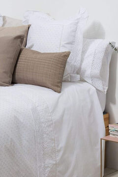 Womensecret Kissenbezug Baumwollperkal gehäkelt. Bett 80-90 cm. Weiß
