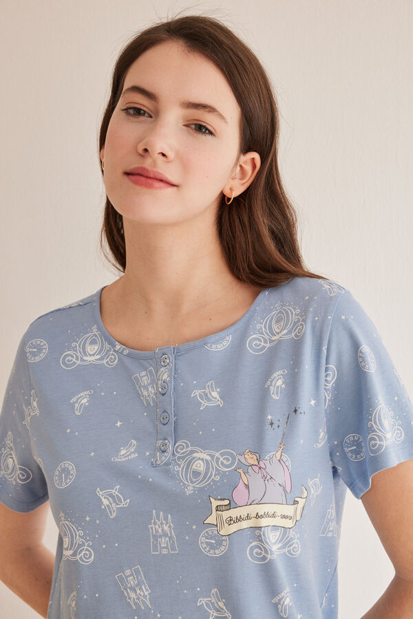 Womensecret Camisa de dormir 100% algodão Disney Cinderela azul