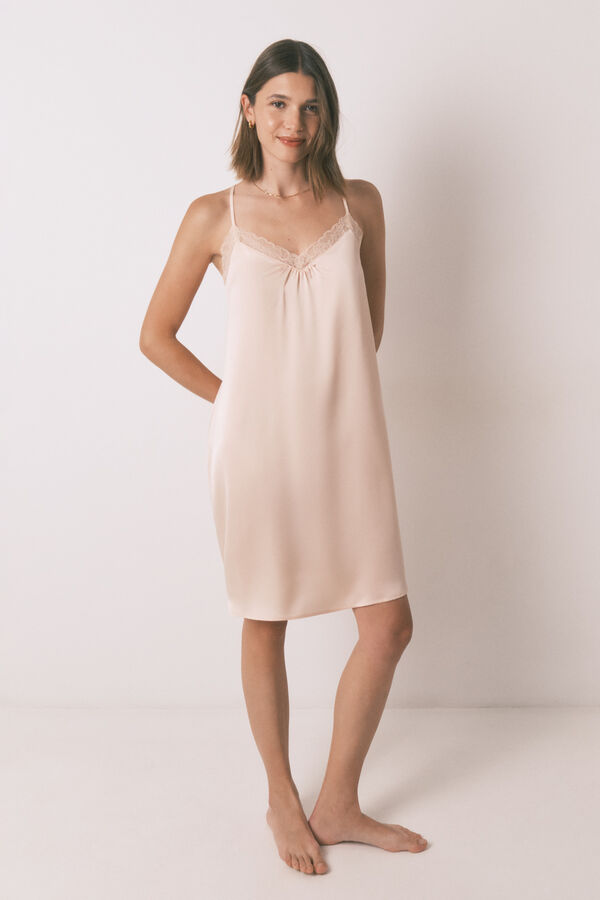 Women'secret Orange lace satin nightgown red