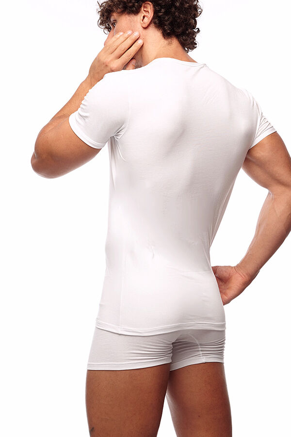 Womensecret Men's thermal round neck short-sleeved T-shirt blanc