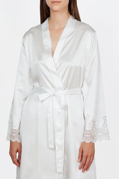Womensecret Ivette Bridal women's short white satiny robe Naturweiß
